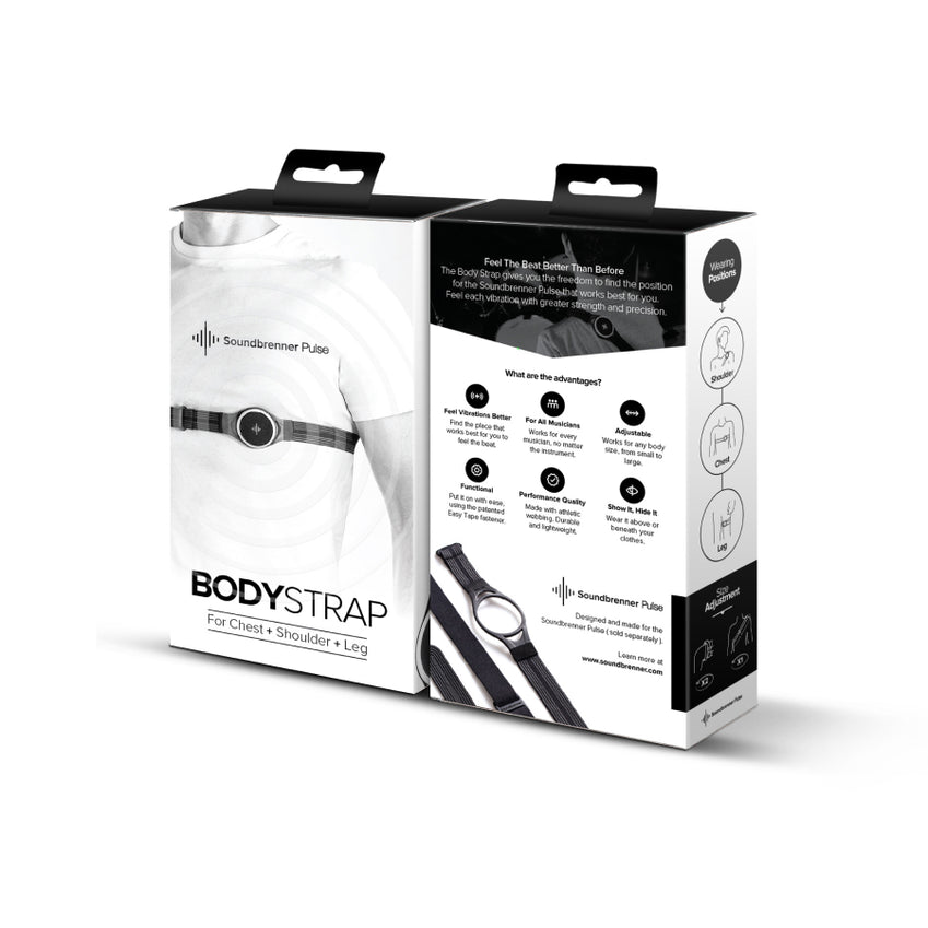 Confezione Soundbrenner BodyStrap con il cinturino per petto, spalla e gamba