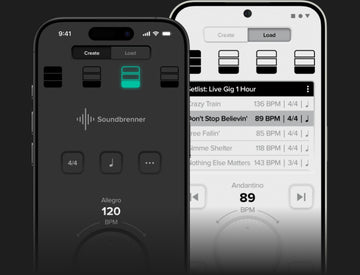 App del metronomo Soundbrenner visualizzata su due smartphone