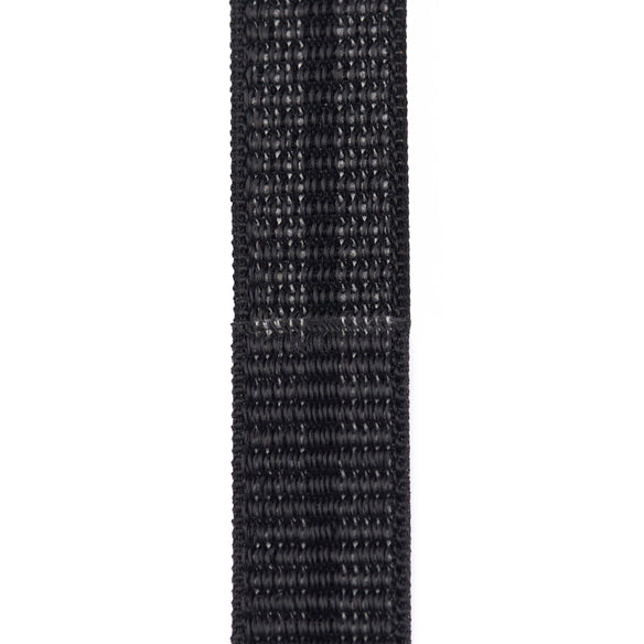 Close view of the black woven fabric on a Core soft loop strap