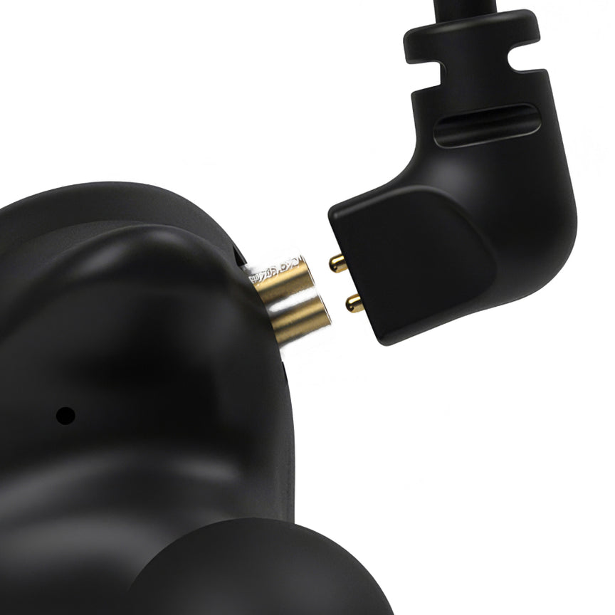 Detachable cable. Built to last. Wave’s premium braided over-ear cable connects with gold-plated audiophile pins. Modular, durable, dependable.