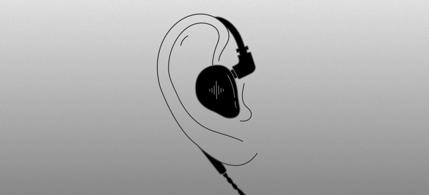 Illustration of an in-ear monitor worn in an ear