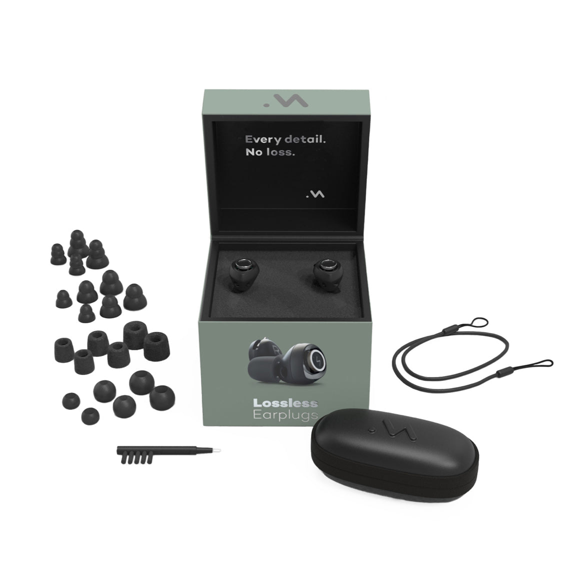 Minuendo lossless earplugs with cases and interchangeable tips