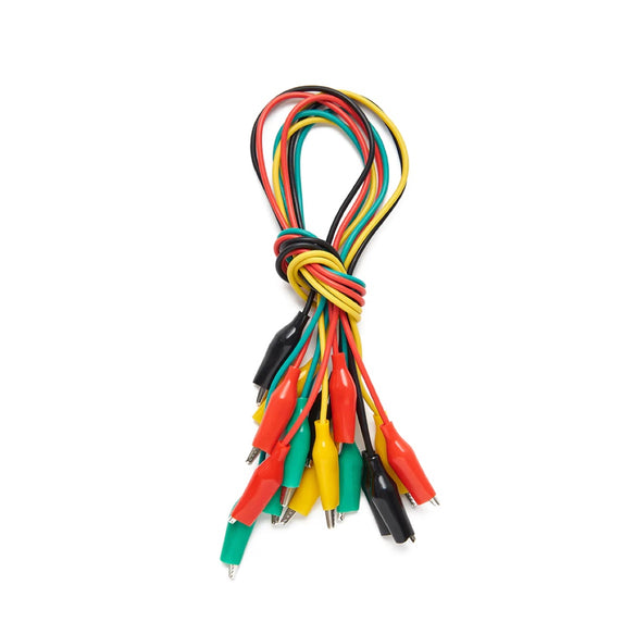 Bundle of multicolored leads with alligator clips