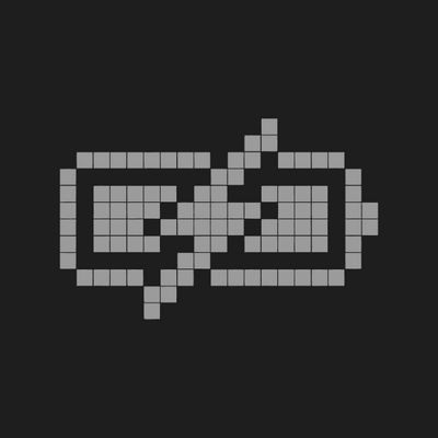 Pixel-art battery charging symbol on a dark background