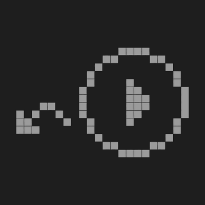 Pixel-art headphones with a musical note on a dark background