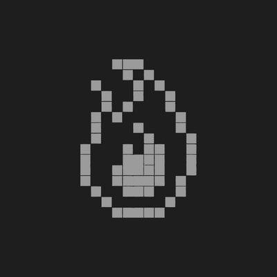Pixel-art thumbs-up symbol inside a circular outline on a dark background