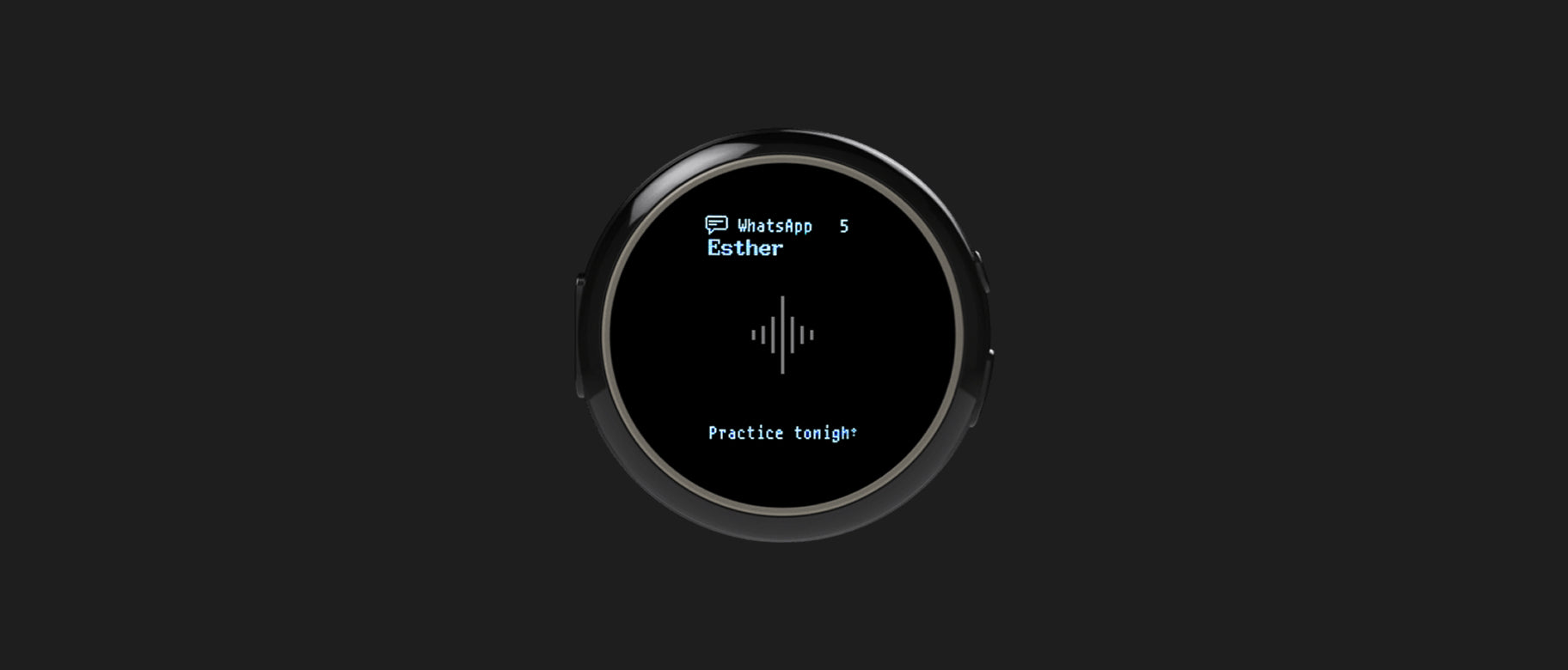 Round practice device displaying a metronome screen with “Practice together” text