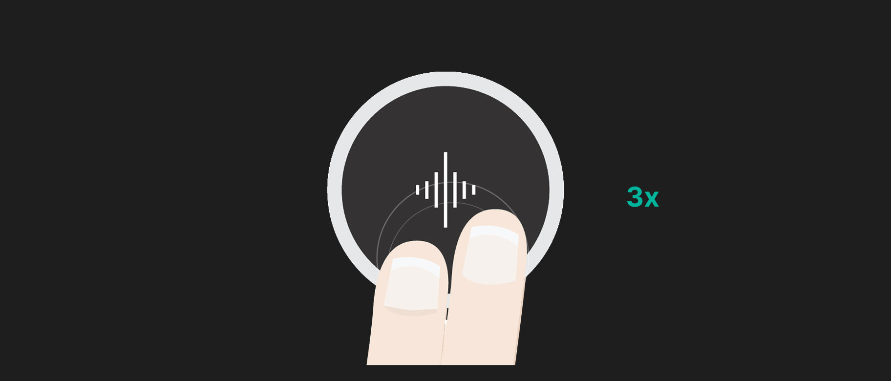 Two fingers pressing the Pulse metronome three times