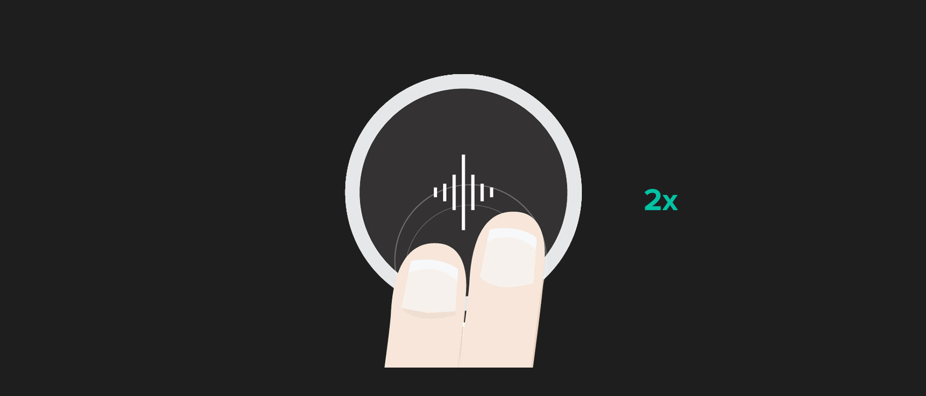 Two fingers pressing the Pulse metronome two times