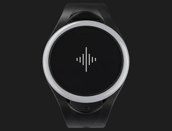 Black Pulse wearable metronome shown from the front on a dark background