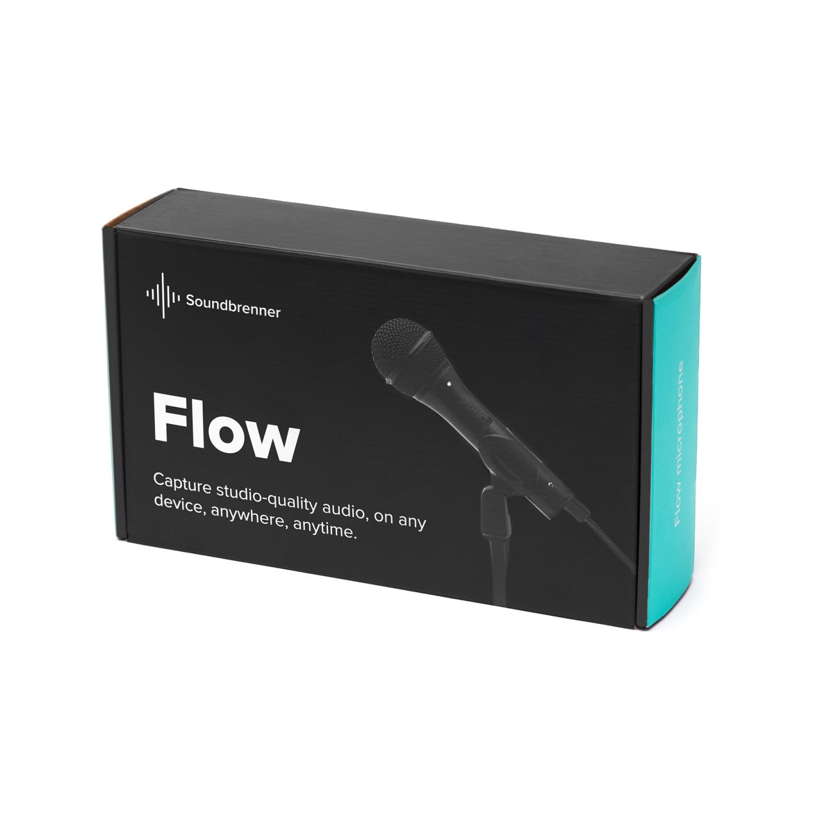 Soundbrenner Flow microphone box with a microphone illustration