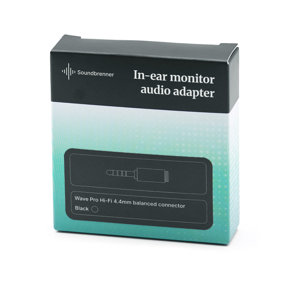 Confezione della scatola con connettore bilanciato Hi-Fi da 4,4 mm per Wave Pro di Soundbrenner