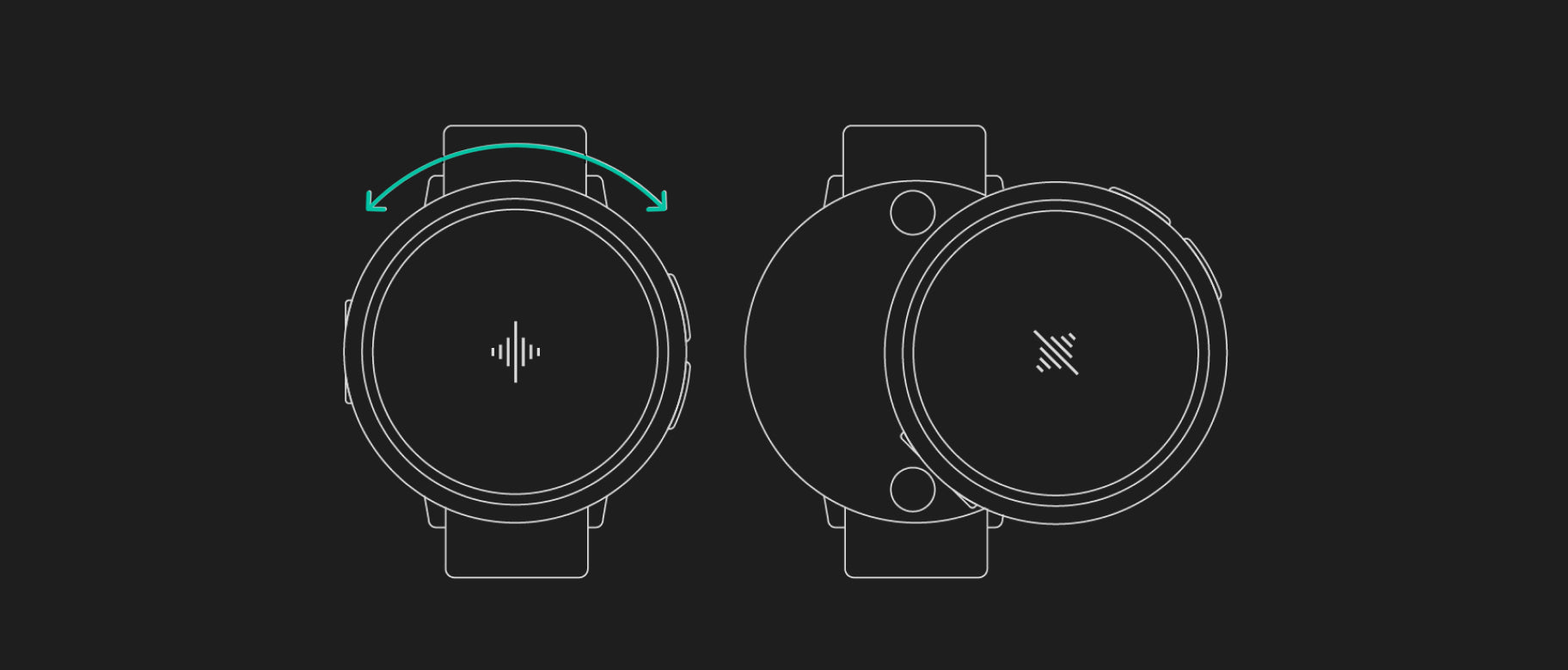 Line drawings of a wearable device front and back