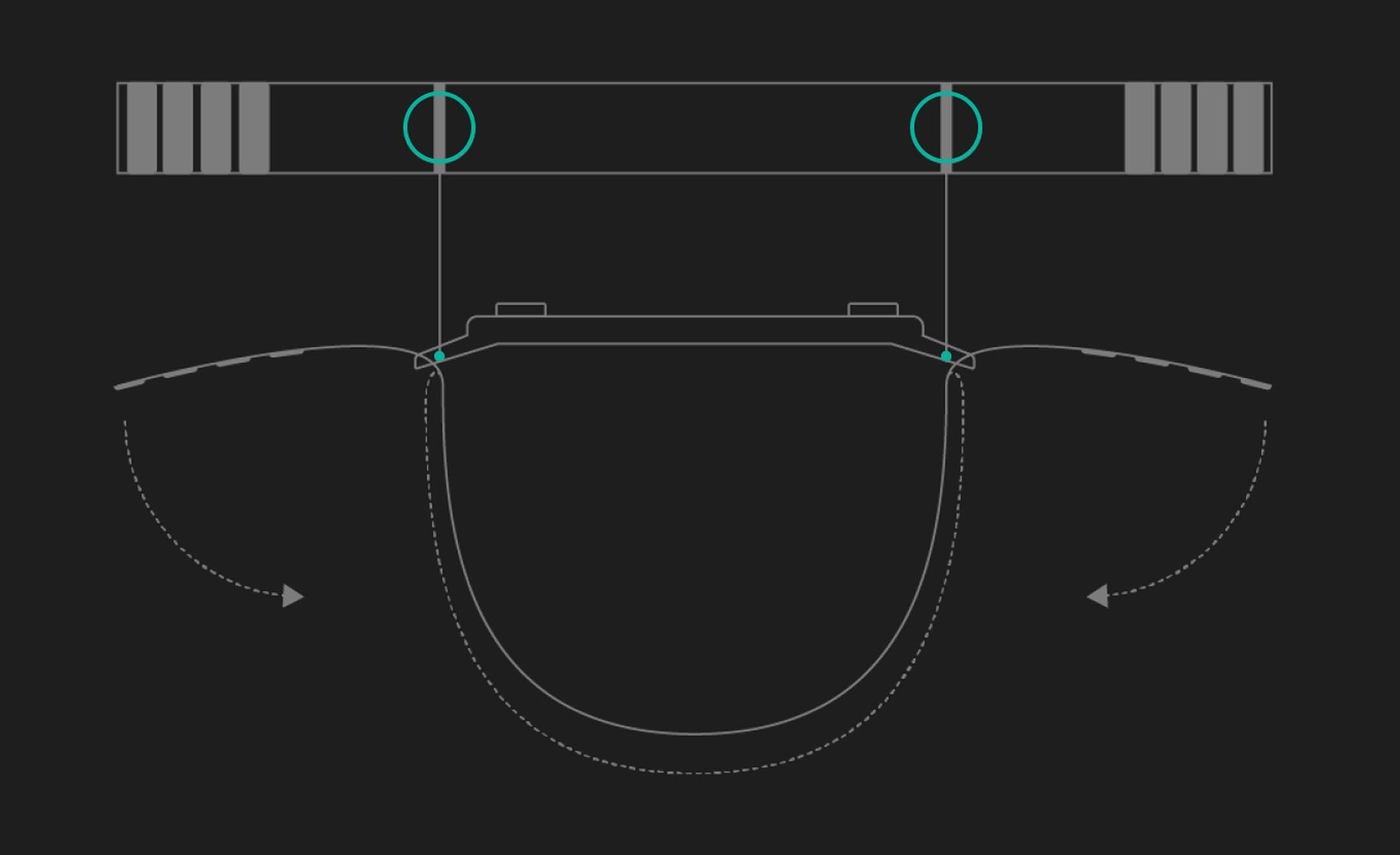 Diagram showing how to fit a wearable strap around the torso
