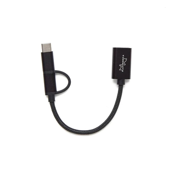 Black braided USB-C adapter cable with Playtronica branding